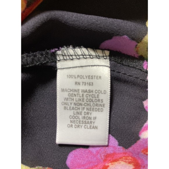 Spense Black Floral Flowing Smocked Top with Split Bell Sleeves Womens Medium - Picture 6 of 6